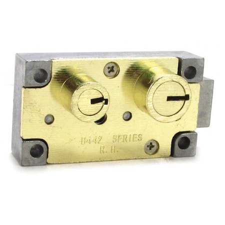 Bulls Eye Safe Deposit Locks 1/2 BNLN-Big Nose Little Nose, Brass, No 4 Guard Stack, Right Hand B442-BR-4-RH